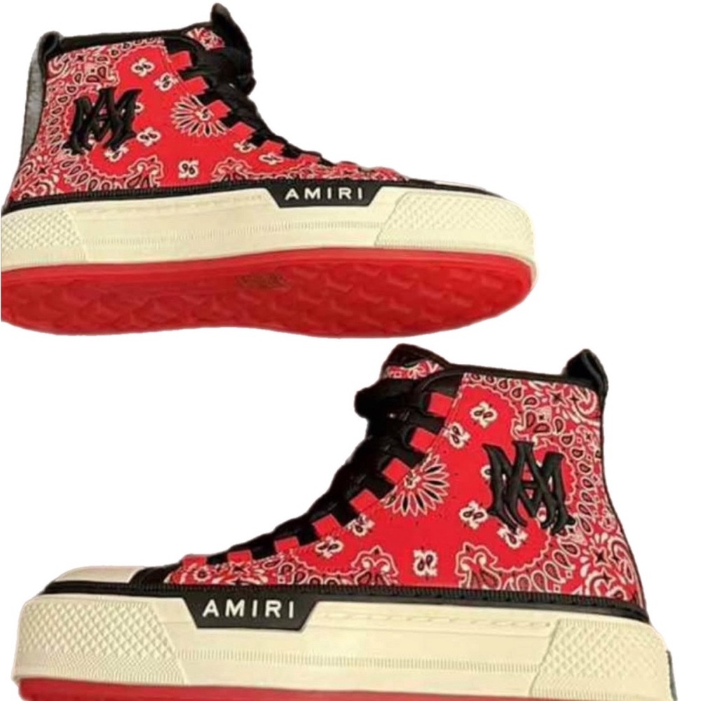 AMIRI Red and Black High-Top Sneakers
